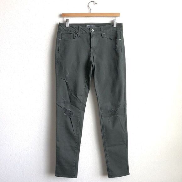 Empyre Denim - Empyre Tessa Skinny Jeans Women's Size 7 Olive Green Distressed with Stretch